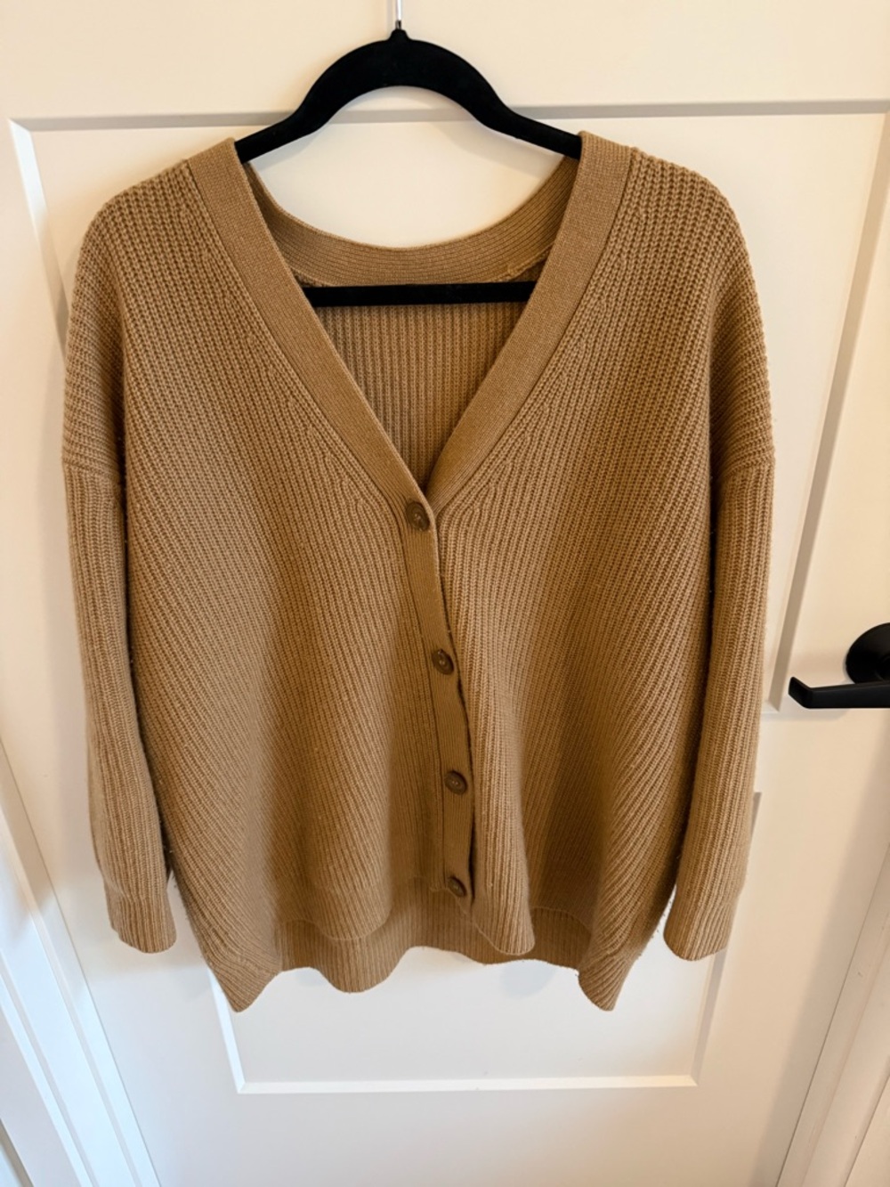 Jenni Kayne Camel Knit V-Neck Button Cardigan